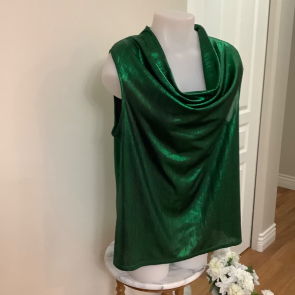 Shimmery emerald Green cowl Top XL 41-42” bust - Picture 2 of 8